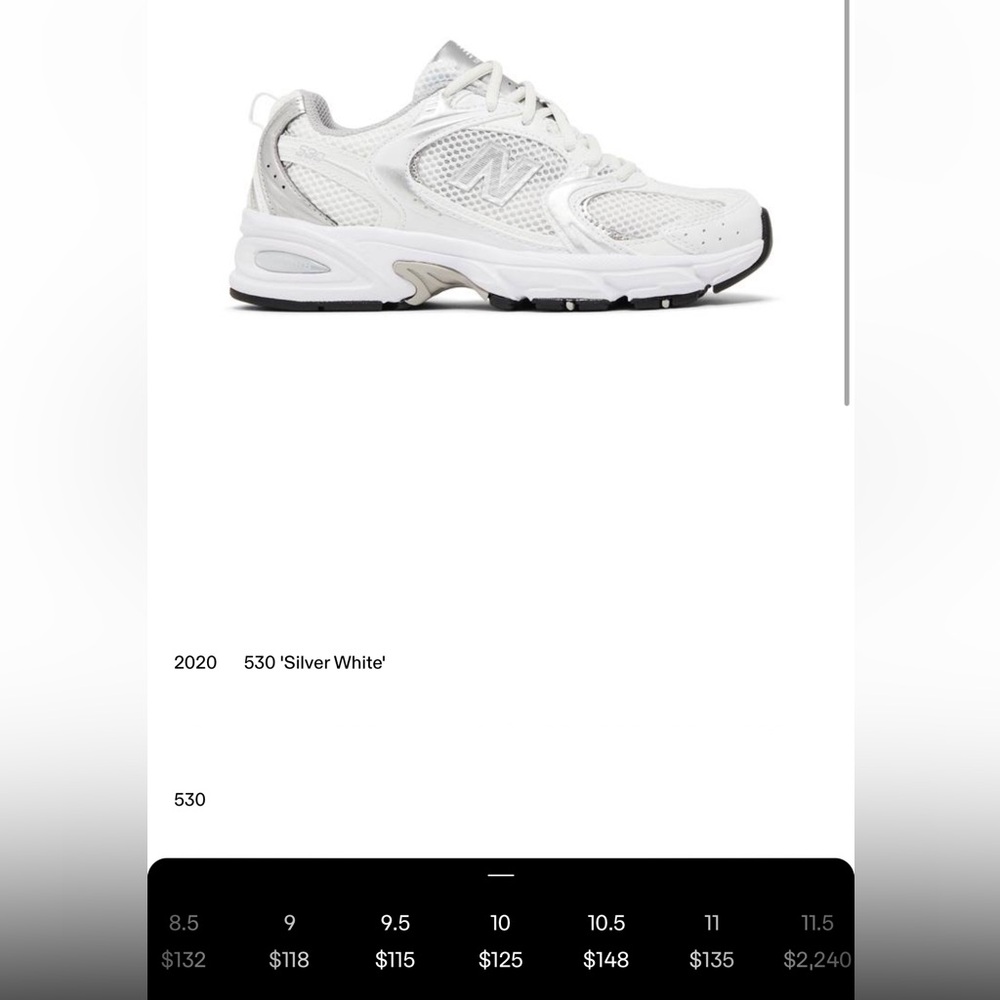 New balance 530 silver white US men’s 10 , EU 44 Brand new in box